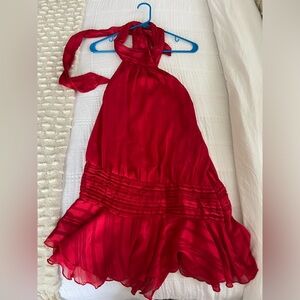 Peppermayo Mini Halter Dress Willow Chiffon Size M in Red
